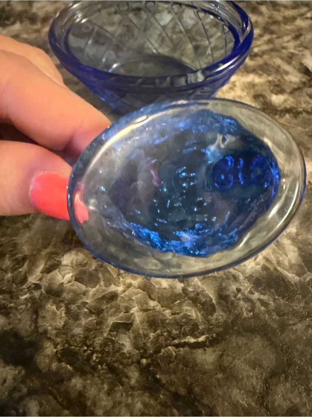 Cobalt Blue Glass. Mini  import hen on nest